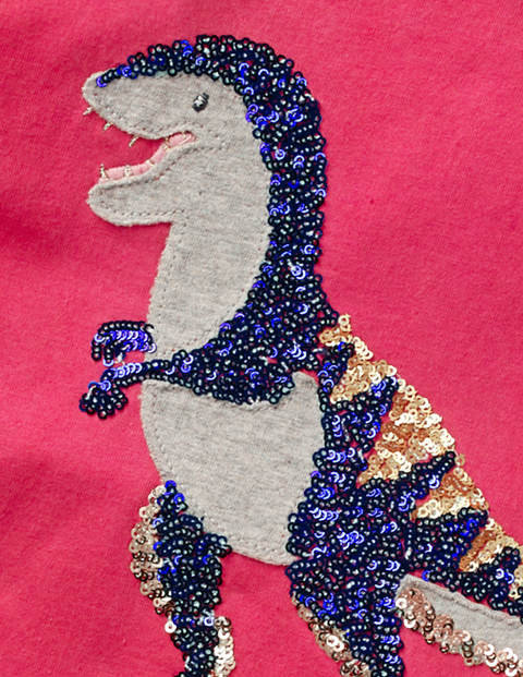 Sequin Appliqué T-Shirt - Strawberry Split Pink T-Rex Sequin Appliqué T-Shirt - Strawberry Split Pink T-Rex
