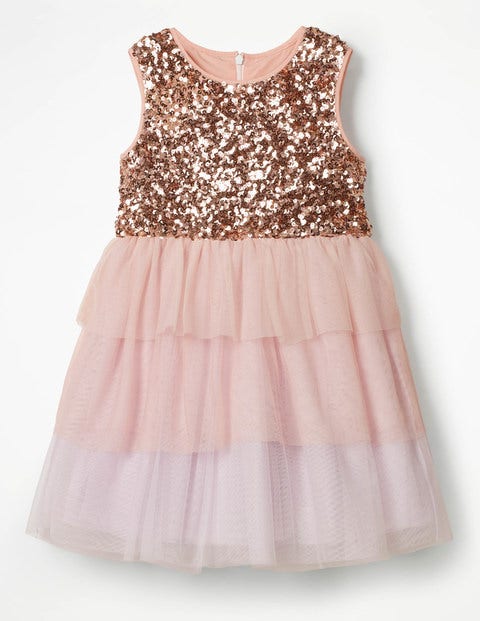 Sequin Tulle Tiered Dress - Provence Dusty Pink Sequin Tulle Tiered Dress - Provence Dusty Pink
