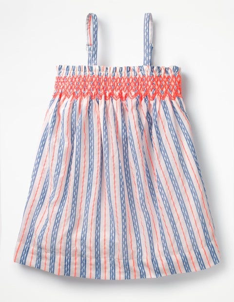 Strappy Smocked Top - Textured Blue and White Stripe Strappy Smocked Top - Textured Blue and White Stripe