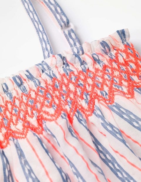 Strappy Smocked Top - Textured Blue and White Stripe Strappy Smocked Top - Textured Blue and White Stripe