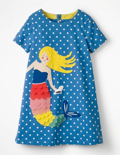Holiday Applique Dress - Skipper Blue Spot Mermaid Holiday Applique Dress - Skipper Blue Spot Mermaid
