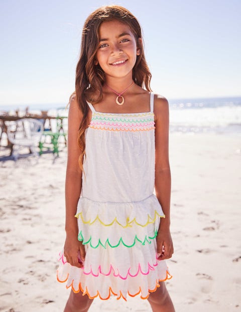 Rainbow Scallop Dress - Ivory Rainbow Scallop Dress - Ivory