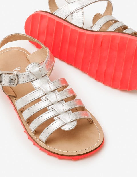 Leather Gladiator Sandals - Silver Metallic Leather Gladiator Sandals - Silver Metallic