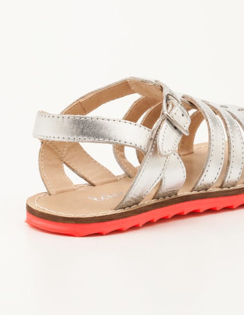 Leather Gladiator Sandals - Silver Metallic Leather Gladiator Sandals - Silver Metallic