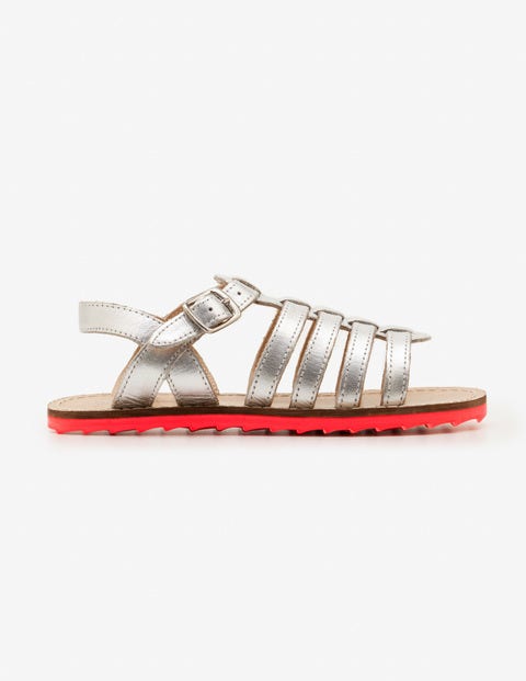 Leather Gladiator Sandals - Silver Metallic Leather Gladiator Sandals - Silver Metallic