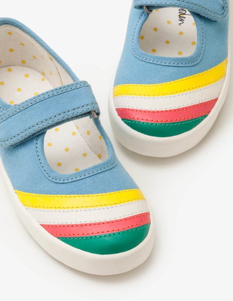 Canvas Mary Janes - Grotto Blue Rainbow Canvas Mary Janes - Grotto Blue Rainbow