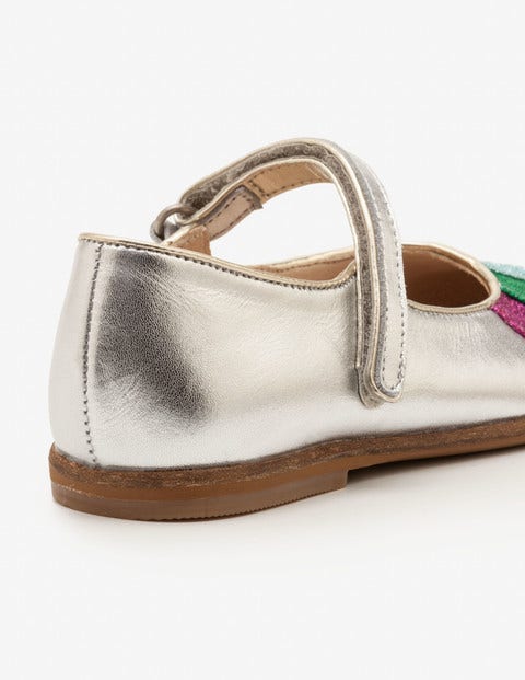 Fun Mary Janes - Silver Metallic Rainbow Fun Mary Janes - Silver Metallic Rainbow