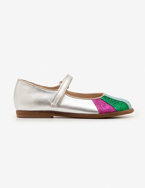 Fun Mary Janes - Silver Metallic Rainbow Fun Mary Janes - Silver Metallic Rainbow