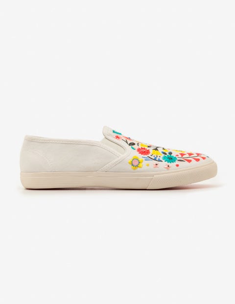 Embroidered Slip-On Shoes - Ecru Embroidered Slip-On Shoes - Ecru