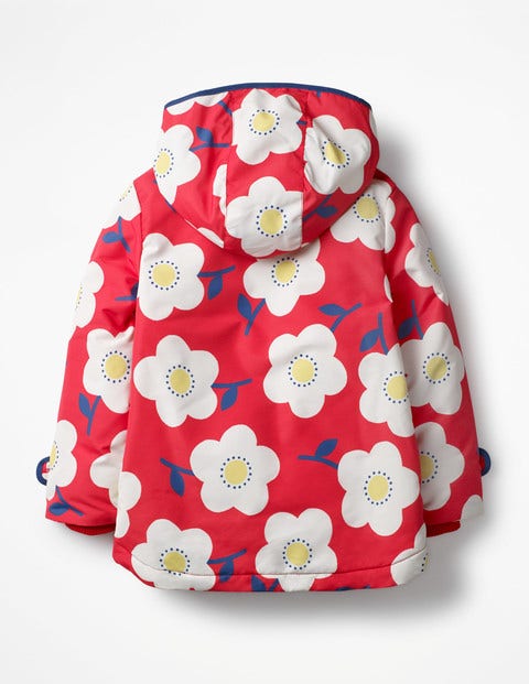 Parka Mit Jerseyfutter - Zirkusrot, Große Blumen Parka Mit Jerseyfutter - Zirkusrot, Große Blumen