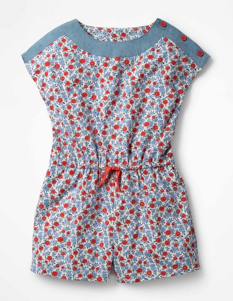 Printed Woven Playsuit - Ecru Ditsy Printed Woven Playsuit - Ecru Ditsy