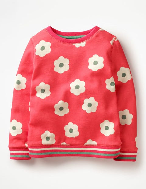 Cosy Printed Sweatshirt - Strawberry Split Pink Daisies Cosy Printed Sweatshirt - Strawberry Split Pink Daisies