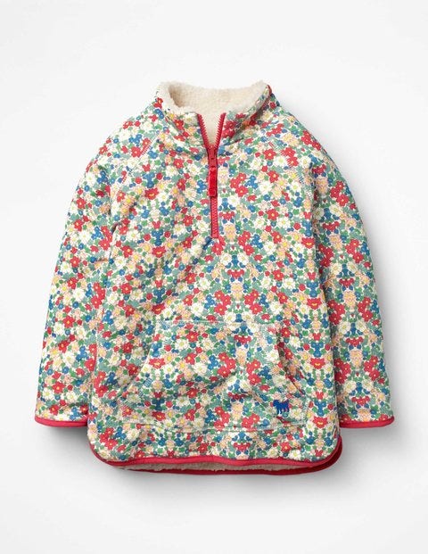 Wendbares Teddy-Sweatshirt - Erdbeerrosa, Geblümt Wendbares Teddy-Sweatshirt - Erdbeerrosa, Geblümt