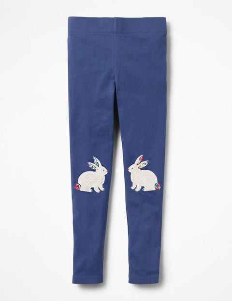 Appliqué Leggings - Starboard Blue Floral Bunnies Appliqué Leggings - Starboard Blue Floral Bunnies