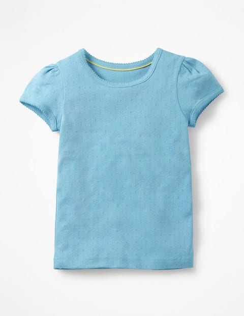 Short-Sleeved Pointelle Top - Grotto Blue Short-Sleeved Pointelle Top - Grotto Blue