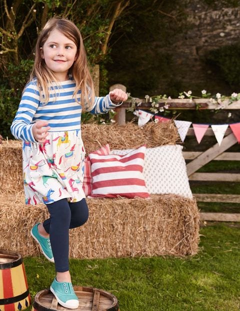 Hotchpotch Jersey Dress - Ecru Carousel Ponies Hotchpotch Jersey Dress - Ecru Carousel Ponies