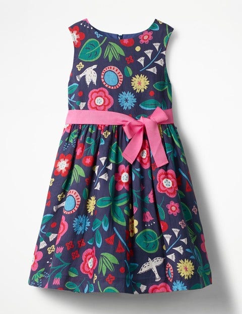 Vintage Dress - Deep Sea Blue Floating Flowers Vintage Dress - Deep Sea Blue Floating Flowers