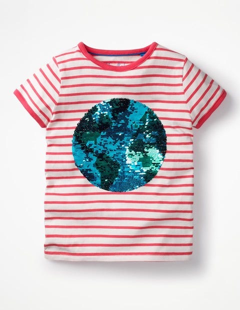 Sequin Colour-Change T-Shirt - Ecru/Pink Planet Sequin Colour-Change T-Shirt - Ecru/Pink Planet