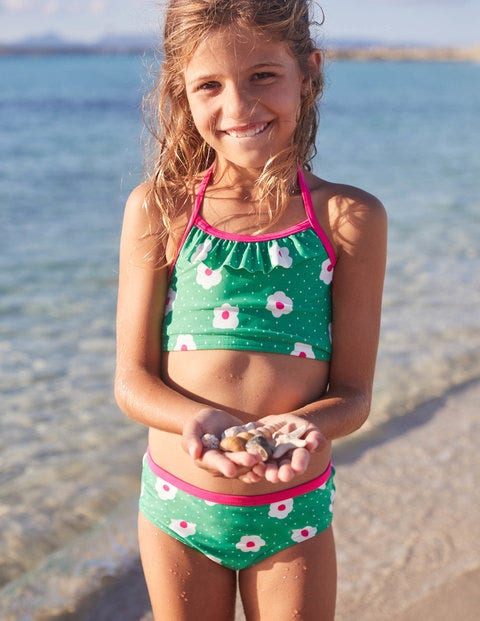 Patterned Bikini Bottoms - Summer Green Daisy Dots Patterned Bikini Bottoms - Summer Green Daisy Dots