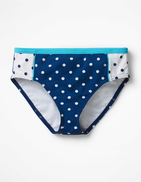 Gemustertes Bikinihöschen - Meeresblau/Naturweiß, Getupft Gemustertes Bikinihöschen - Meeresblau/Naturweiß, Getupft