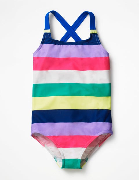 Cross-Back Swimsuit - Rainbow Candy Stripes Cross-Back Swimsuit - Rainbow Candy Stripes