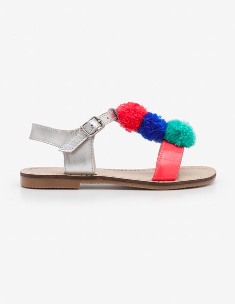 Pompom Sandals - Silver Metallic Pompom Sandals - Silver Metallic