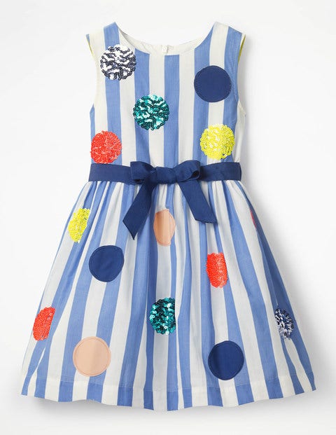 Bright Sequin Spotty Dress - Penzance Blue Stripes Bright Sequin Spotty Dress - Penzance Blue Stripes