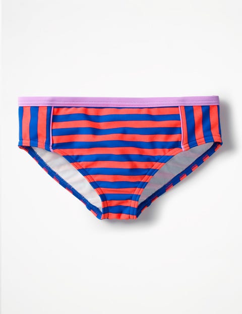 Patterned Bikini Bottoms - Blue/Neon Grapefruit Orange Patterned Bikini Bottoms - Blue/Neon Grapefruit Orange