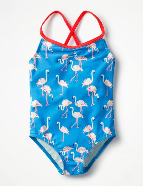 Colourful Printed Swimsuit - Blue Flamingos Colourful Printed Swimsuit - Blue Flamingos