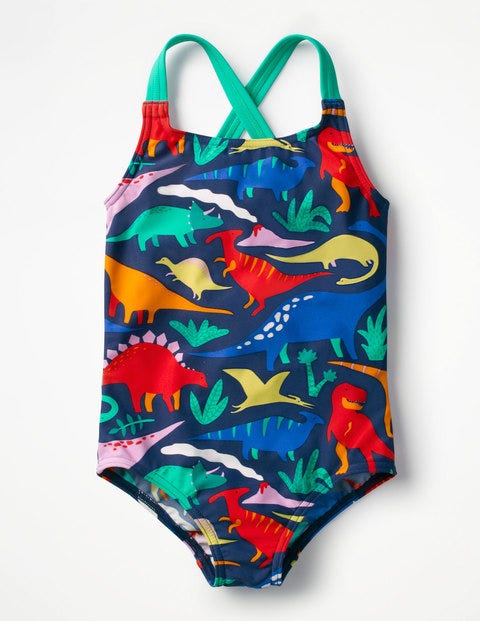 Cross-Back Swimsuit - Blue Do-You-Think-She-Saurus Cross-Back Swimsuit - Blue Do-You-Think-She-Saurus