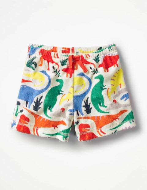 Adventure Towelling Shorts - Ivory Do-You-Think-She-Saurus Adventure Towelling Shorts - Ivory Do-You-Think-She-Saurus