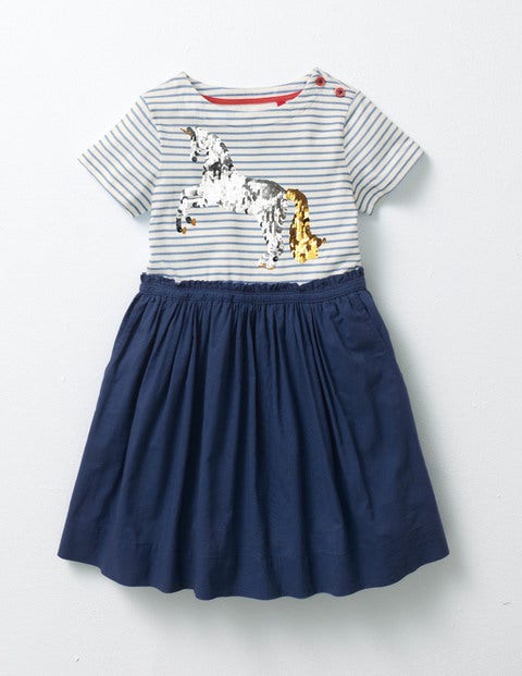 Kleid Mit Farbwechselnden Pailletten - Segelblau, Einhorn Kleid Mit Farbwechselnden Pailletten - Segelblau, Einhorn