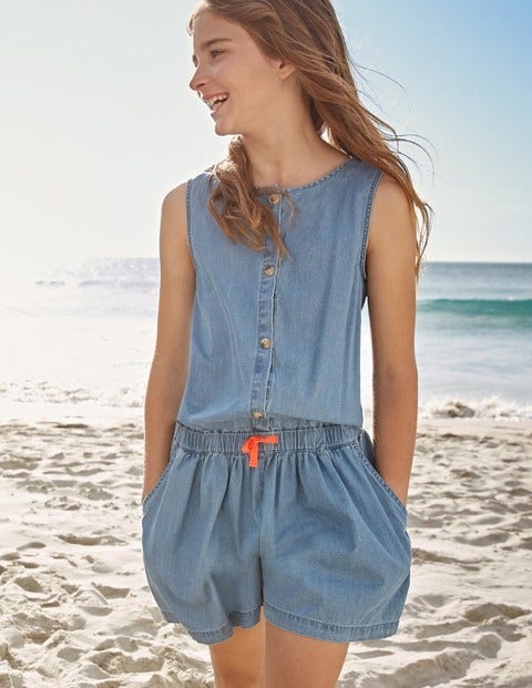 Denim Culotte Playsuit - Chambray Denim Culotte Playsuit - Chambray