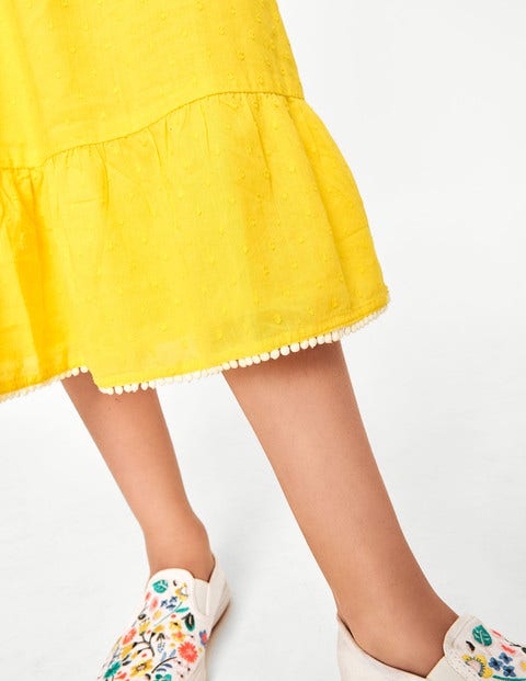 Tiered Embroidered Dress - Sunshine Yellow Tiered Embroidered Dress - Sunshine Yellow