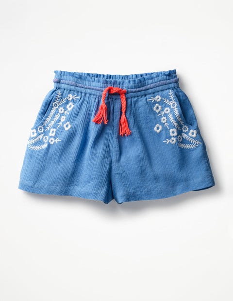 Embroidered Woven Shorts - Penzance Blue Embroidered Woven Shorts - Penzance Blue