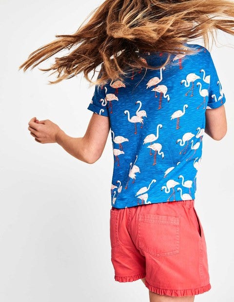 Tie-Front T-Shirt - Blue Flamingos Tie-Front T-Shirt - Blue Flamingos