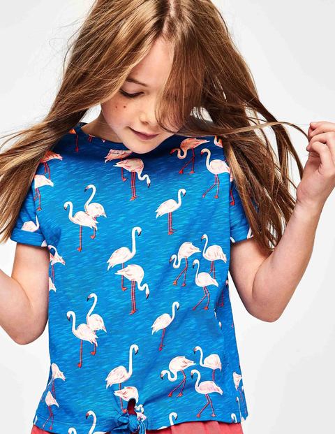 Tie-Front T-Shirt - Blue Flamingos Tie-Front T-Shirt - Blue Flamingos