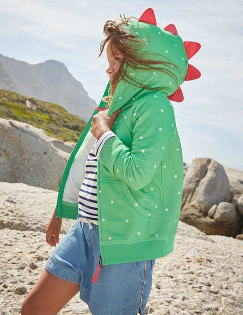 Animal Zip-Up Hoodie - Peppermint Green Spot Dinosaur Animal Zip-Up Hoodie - Peppermint Green Spot Dinosaur