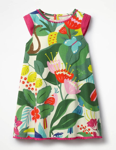 Crochet Sleeve Sundress - Ecru Jungle Jumble Crochet Sleeve Sundress - Ecru Jungle Jumble
