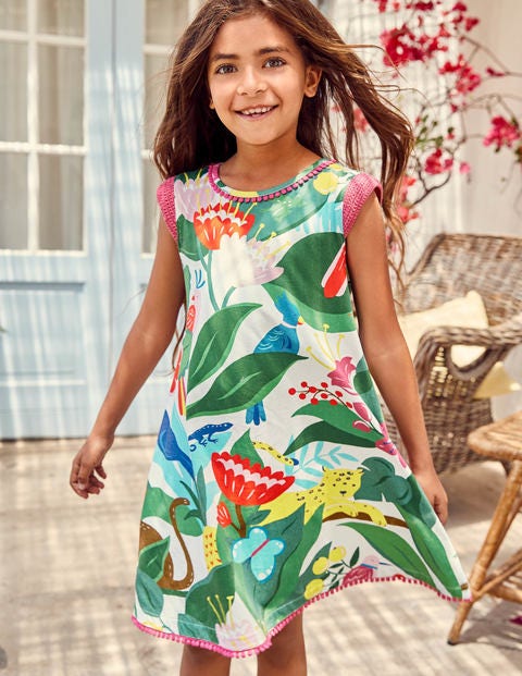 Crochet Sleeve Sundress - Ecru Jungle Jumble Crochet Sleeve Sundress - Ecru Jungle Jumble