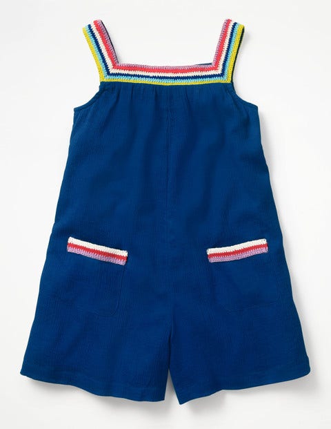 Crochet Crinkle Playsuit - Orion Blue Crochet Crinkle Playsuit - Orion Blue