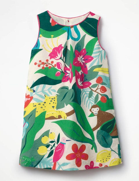 Printed Shift Dress - Ecru Jungle Jumble Printed Shift Dress - Ecru Jungle Jumble
