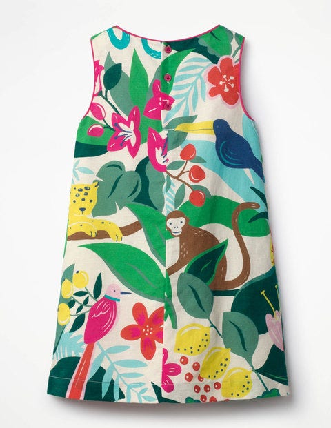 Printed Shift Dress - Ecru Jungle Jumble Printed Shift Dress - Ecru Jungle Jumble