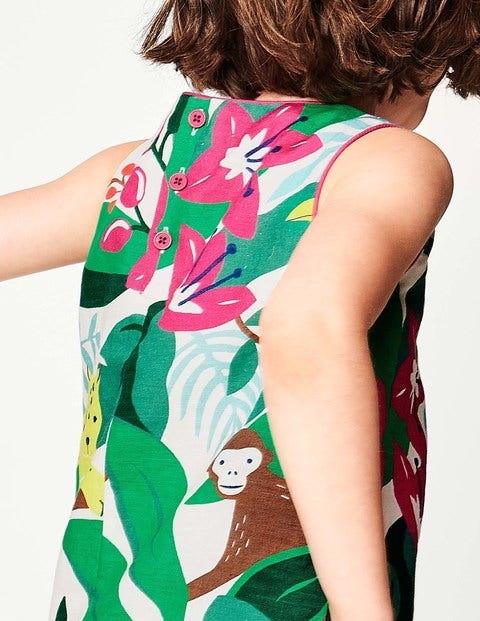 Printed Shift Dress - Ecru Jungle Jumble Printed Shift Dress - Ecru Jungle Jumble