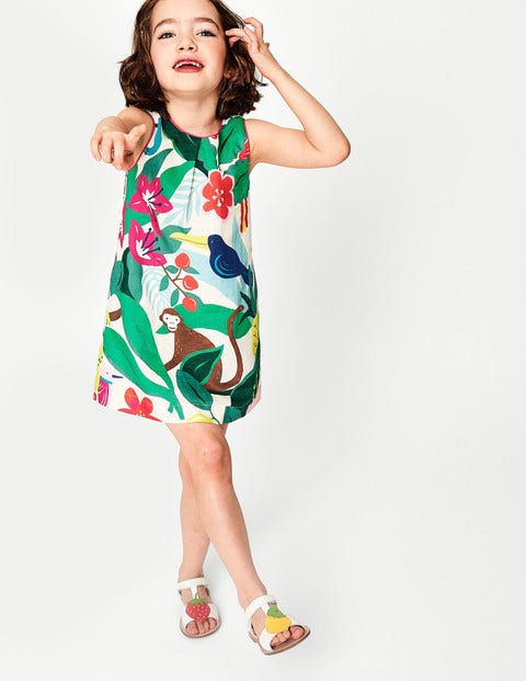 Printed Shift Dress - Ecru Jungle Jumble Printed Shift Dress - Ecru Jungle Jumble