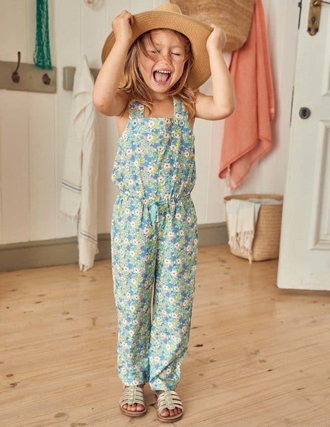 Woven Jumpsuit - Camper Blue Vintage Floral Woven Jumpsuit - Camper Blue Vintage Floral