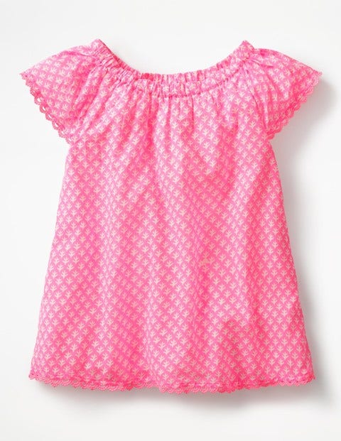 Lace Trim Floaty Top - Knockout Pink/Ivory Geo Coral Lace Trim Floaty Top - Knockout Pink/Ivory Geo Coral