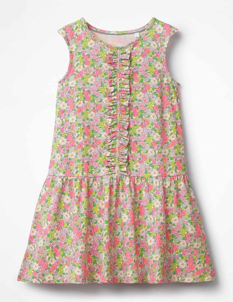 Jersey Ruffle Dress - Knockout Pink Vintage Floral Jersey Ruffle Dress - Knockout Pink Vintage Floral
