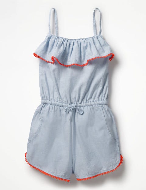 Strappy Frill Romper - Chambray Blue Strappy Frill Romper - Chambray Blue