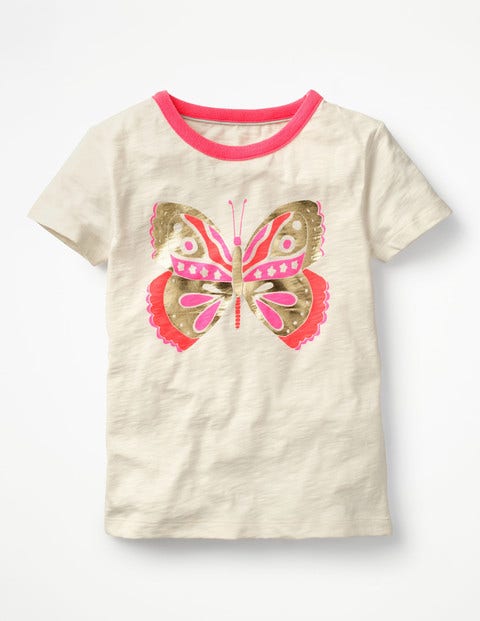 T-Shirt Mit Lustigen Details - Naturweiß/Schmetterling T-Shirt Mit Lustigen Details - Naturweiß/Schmetterling